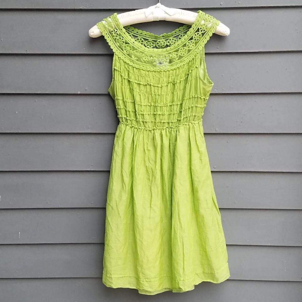 Max Studios Green Silk/Cotton Boho Lightweight Dress Size Medium
